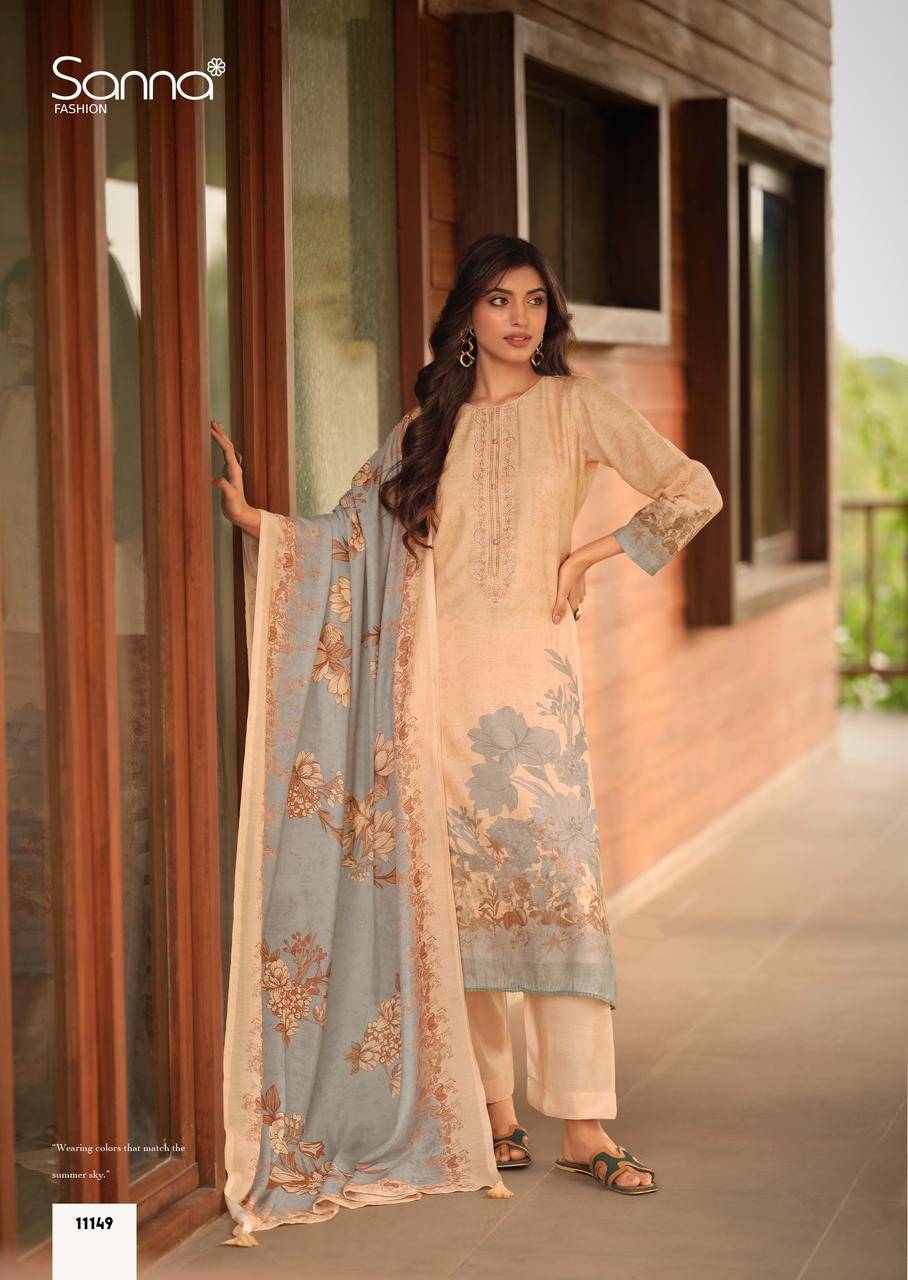 SAFIRA By SANNA Fashion 11149 TO 11154 series Beautiful Festive Suits Stylish PURE HAMP LINEN PRINTED Dresses At Wholesale Price